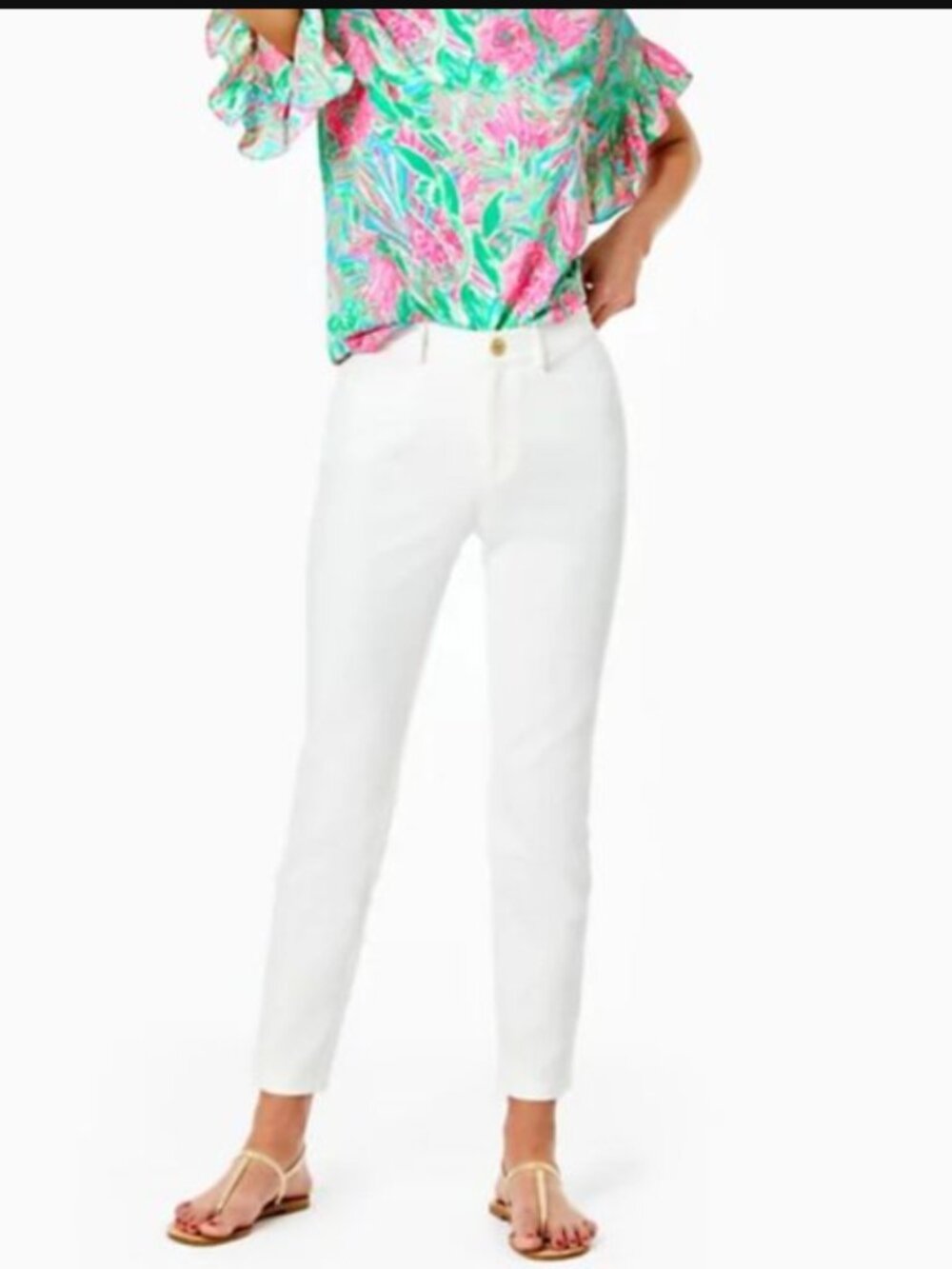 Lilly Pulitzer Kelly Textured Ankle Skinny Pants Women's White size 8